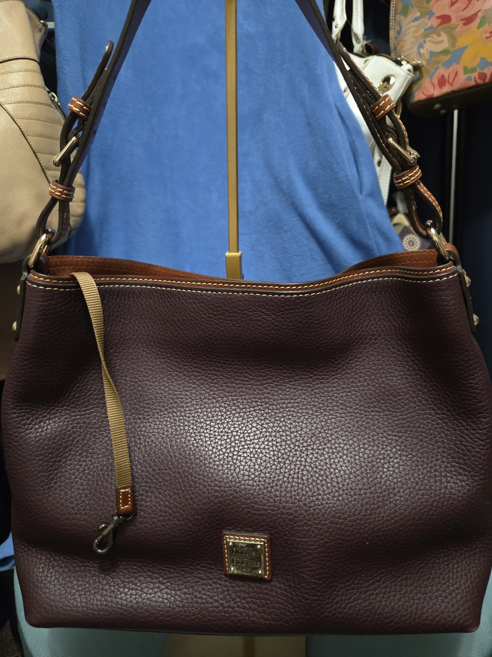 Dooney & Bourke Burgundy "PLUM" Pebble Leather Shoulder Bag. EUC - Picture 2 of 9